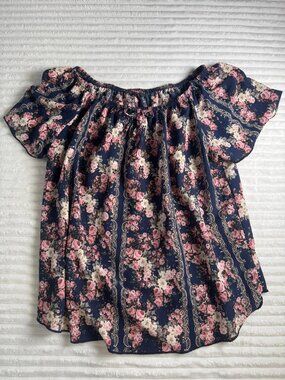 Women’s XL Floral Peasant Boho Blouse Discreet